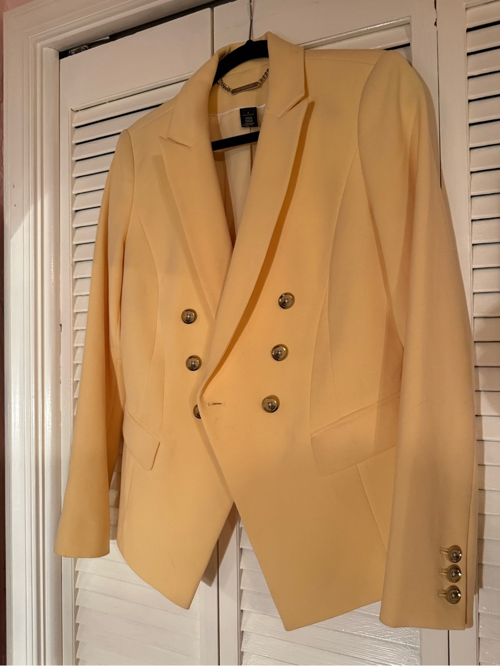 Classic WHBM “Trophy Blazer”  Double-Breasted in Sunny Yellow